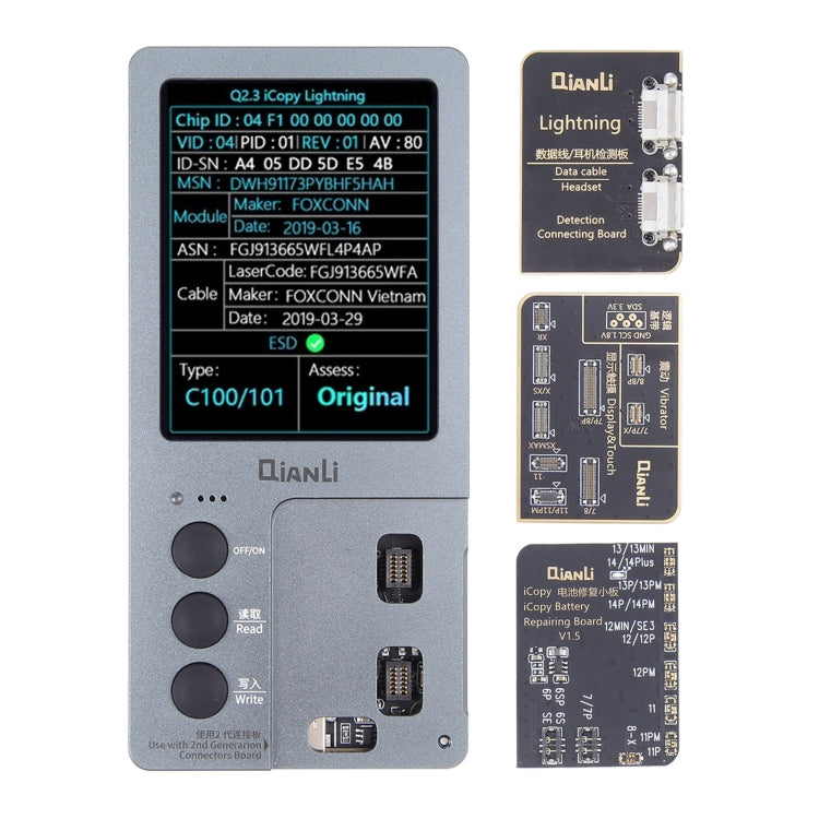 Per iPhone 6 - 14 Pro Max 3 in 1 Qianli iCopy Plus 2.2 Set programmatore rilevamento riparazione, spina: EU, 3 in 1, Plug: US, 3 in 1, Plug: EU Per iPhone 6 - 14 Pro Max 3 in 1 Qianli iCopy Plus 2.2 Set programmatore rilevamento riparazione, spina: EU, 3 in 1, Plug: US, 3 in 1, Plug: EU